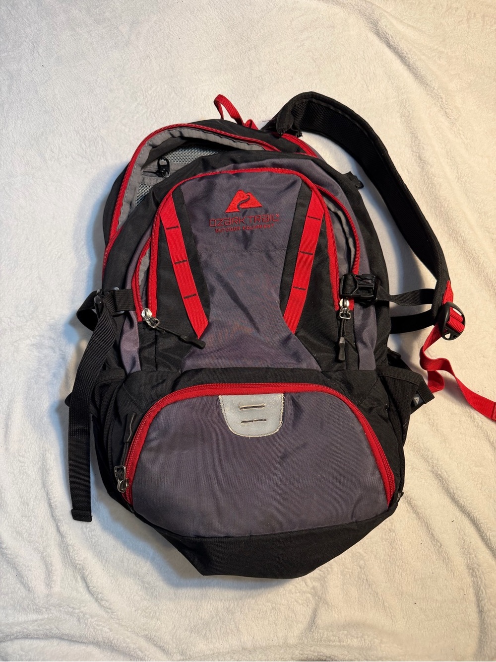 Ozark Trail Gray and Red Men's Backpack with Multiple Compartments